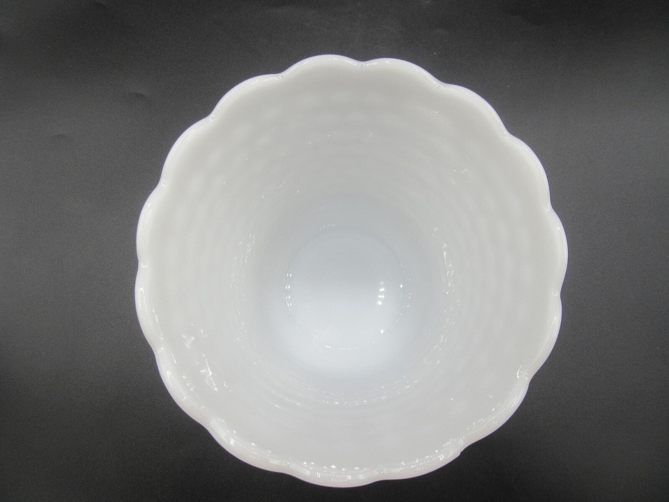 Fire King Milk Glass White Hobnail Flower Pot Planter Vase Vintage Oven
