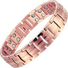 8.5" Inch Mens Titanium Steel Grooved Rose Gold Magnetic Bracelet  Fancy Box