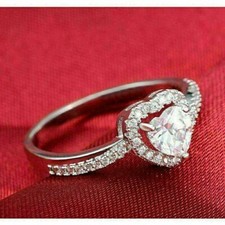 Lab-Created 1.71CT Heart Shape Diamond Engagement Wedding Ring 14K White Gold FN