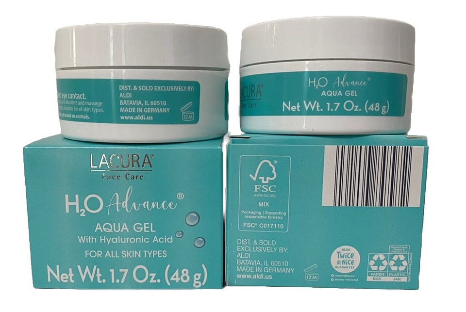 Set of 2 LACURA Face Care H2O Advance Aqua Gel, w/ Hyaluronic Acid 1.