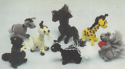 vint. 7 Pint-Size Animal Toys crochet PATTERN INSTRUCTIONS