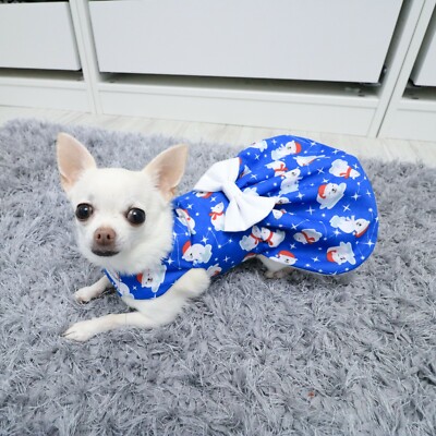 Chihuahua christmas dog dress - Blue Polar Bear - handmade small breed  clothing | eBay