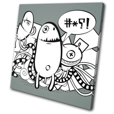 Doodles Urban Graffitti Illustration EINZELNE LEINWAND WANDBILD Bild Druck