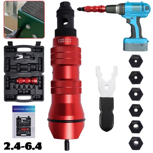 Rivet Gun Adaptor For Drill Electric Nut Riveting Riveter Insert Kit 2