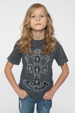 Image of Guns N' Roses Kids T Shirt Monochrome Cross Band Logo Official Black Dye Wash