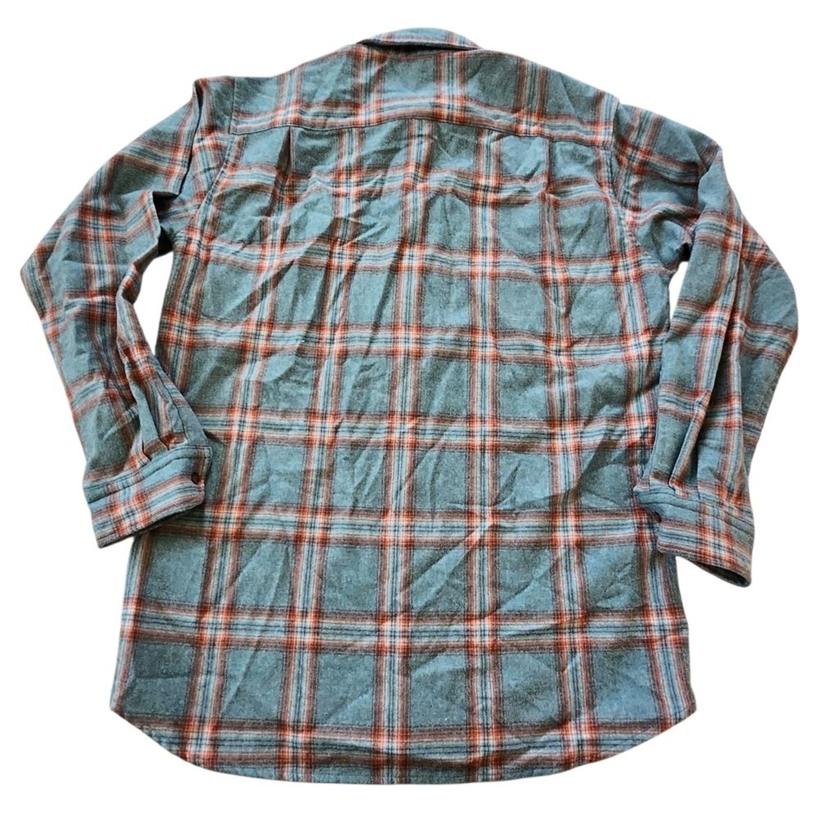 Pendleton Blue Rust Plaid Button Down Elbow Patch… - image 2
