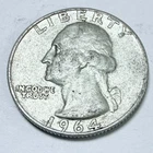 1964-D Washington Quarter, 90% Silver Circulated Coin #5637