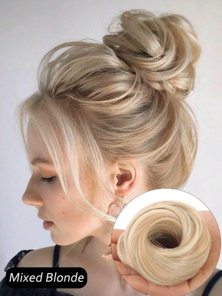 1 pieza moños de pelo liso moño cola de caballo peinado sintético Updo Donut cabello