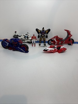 Mixed Era Power Rangers Lot 4 Vehicles 2 Figures Played With Condition