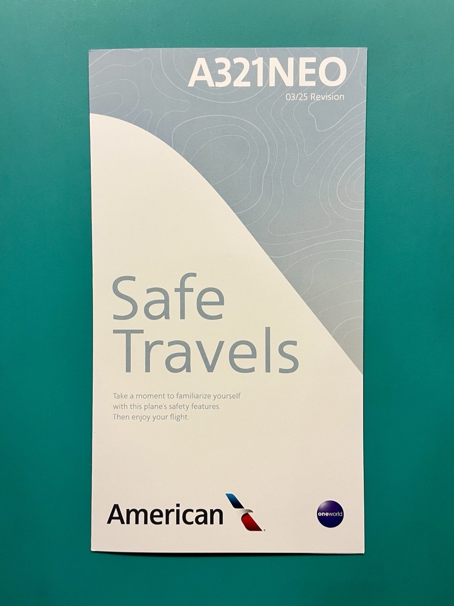 2025 AMERICAN AIRLINES SAFETY CARD--AIRBUS 321 NEO BLUE | eBay