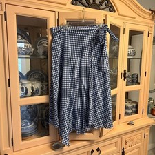 Anthropologie Maeve Glenna Gingham Blue and White Wrap Midi Skirt