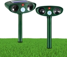 2 Pack Solar Ultrasonic Animal Repeller Outdoor Deer Repellent Devices Green 