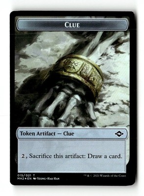 MTG Foil Clue   Timeless Dragon Double-Sided Token - MH2 MP English