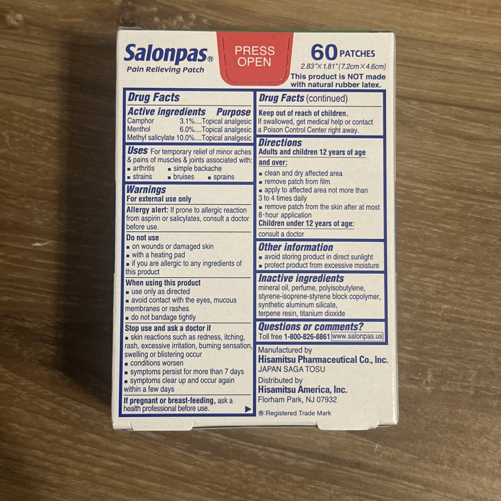 Salonpas Pain Relieving Patches 60ct new sealed