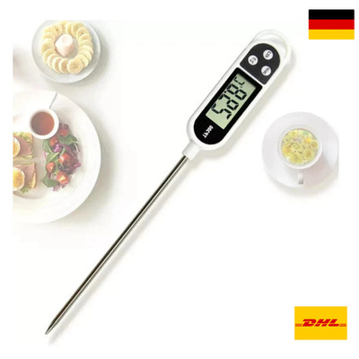 Lebensmittel Thermometer Digital Edelstahl Sonde Kochen Küche BBQ Braten Steak