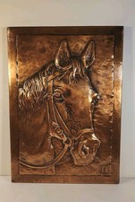 Copper Raised Relief of Horse Head Wall Decor Western Art Cabin Farm 13" x 18"