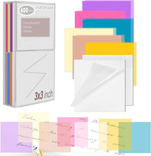 400 Sheets Transparent Sticky Notes, 3x3 inch See Through Sticky Notes, Multi-Co