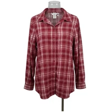 Just My Size JMS Red Plaid Button Front Long Sleeve Flannel Shirt Plus Size 2X