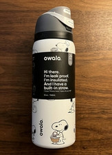 Snoopy Owala 32oz Black Whtie Water Bottle Stainless Steel Exclusive Edition NEW