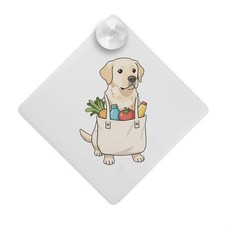 "Labrador Retriever Carrying Shopping" Saugnapf Auto Fenster Schild (CG00037122)