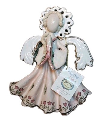 Blue Sky Clayworks 3D Angel by Heather Goldminc Pink Posies Ornament 2002 NWT
