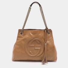 Gucci Soho Medium Beige Patent Leather Tote