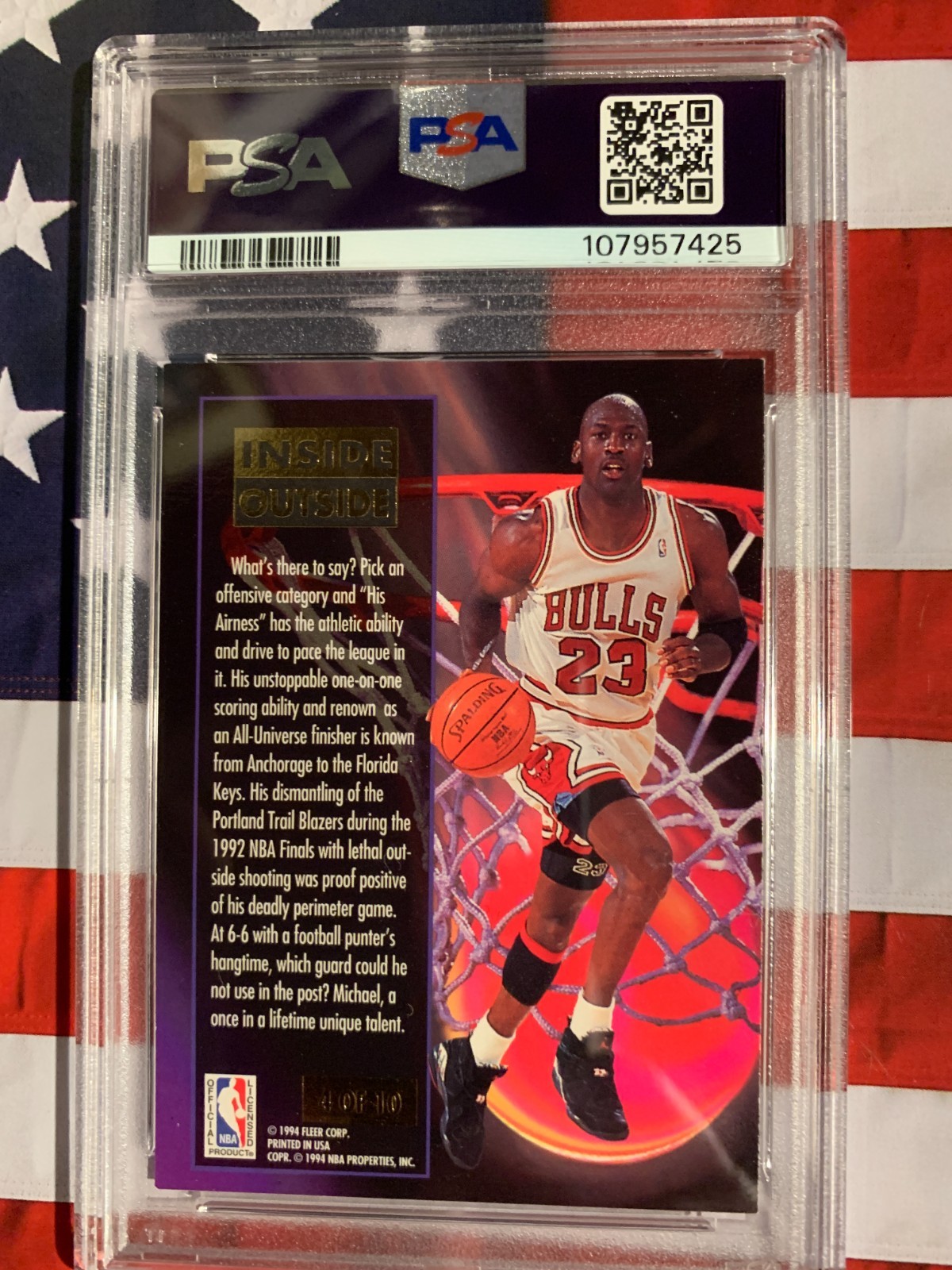 PSA Michael Jordan 1993 Fleer Ultra-INSIDE/OUTSIDE #4     Very Clean/Sharp view 7