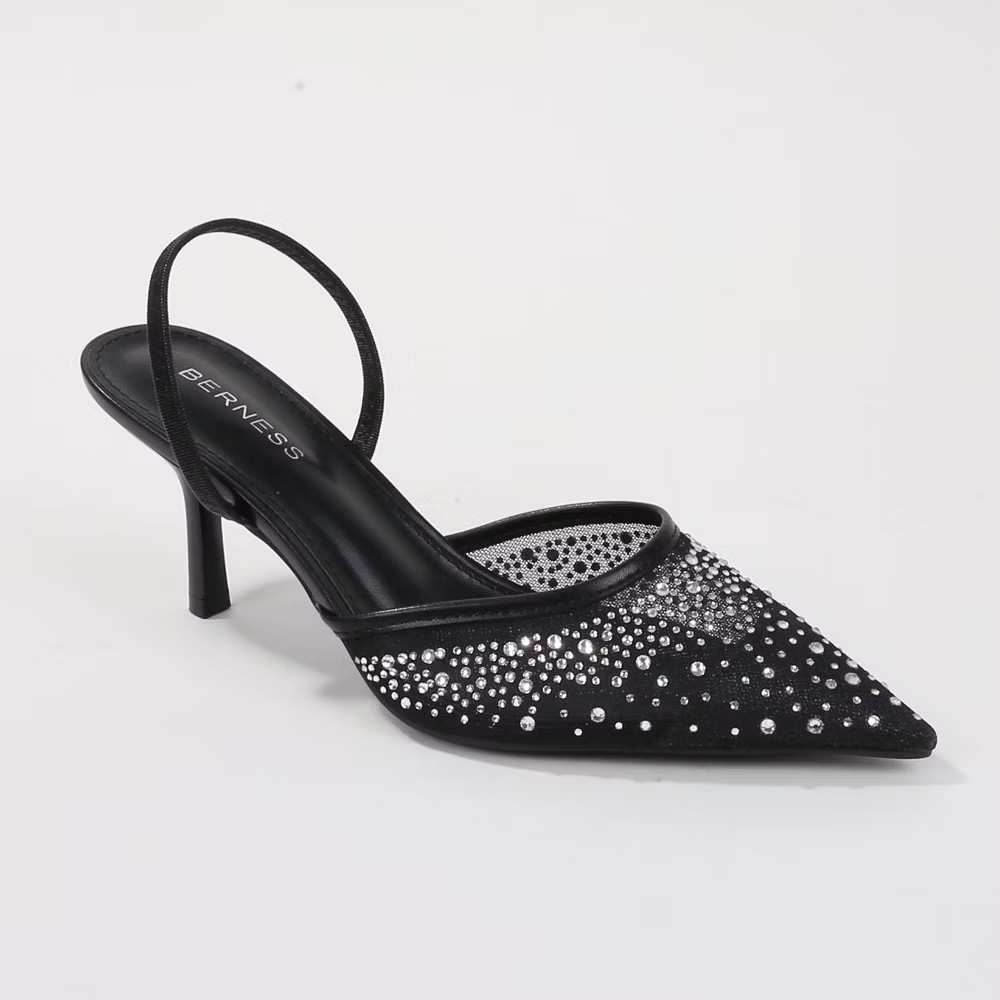 Berness Womens Cara Rhinestone Slingback Heels Black 11 5490₽