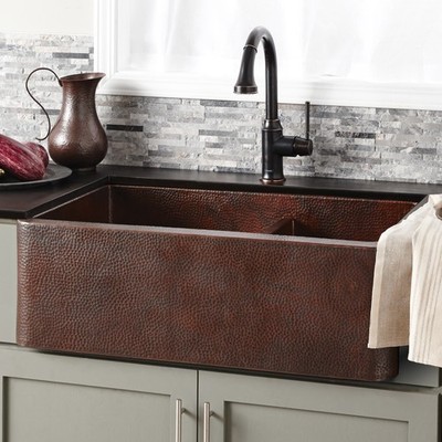 Native Trails CPK276 Farmhouse Duet Copper Kitchen Sink Antique Copper