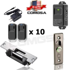 Door Access Control System with Electric Strike Lock and 10 Remote Controls. USA