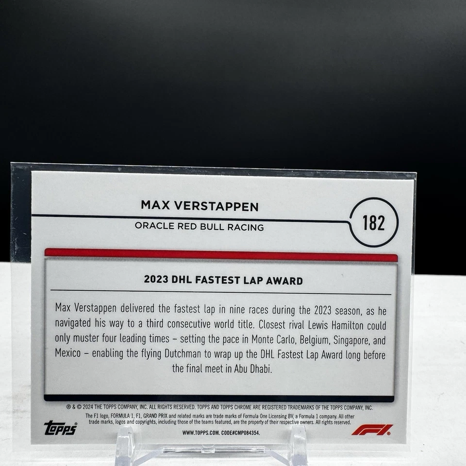 2024 Topps Chrome Formula 1 Max Verstappen Card #182 - Image 2 of 2