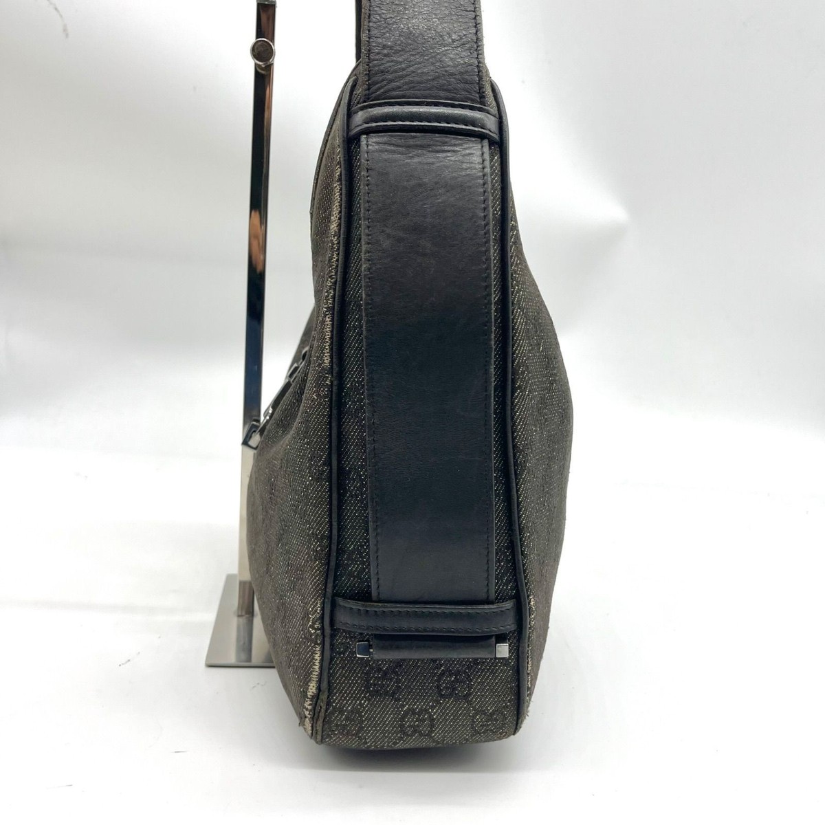 Auth GUCCI Kandinsky Jackie Hardware GG Denim Shoulder Bag 143746