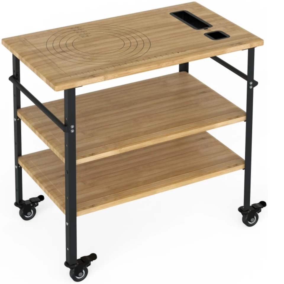 Carro de almacenamiento de cocina carro rodante de almacenamiento de 3 niveles móvil utilitario rueda Foto 2 de 4