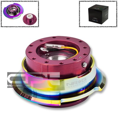 NRG 6-HOLE STEERING WHEEL PINK/NEO CHROME GEN-2.8 QUICK RELEASE RACE HUB ADAPTER