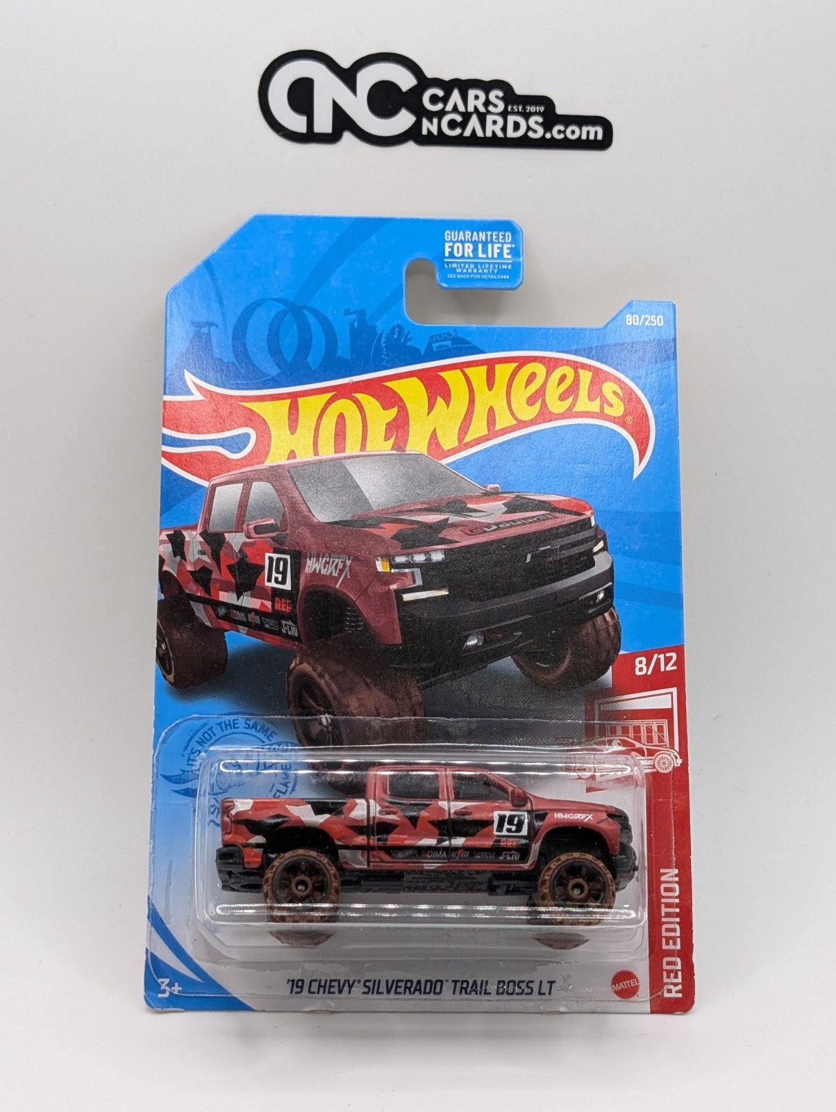 2021 Hot Wheels Red Edition 8/12 '19 Chevy Silverado Trail Boss LT (Damaged)