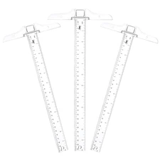 - 12 Inch Plastic T-Square, 3-Pack - Drafting & Crafting T-Square Ruler - Clear