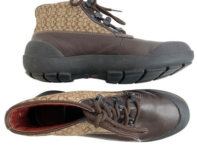 Coach Womens Dyanne 7.5M Brown Logo Lace-Up Ankle Boots