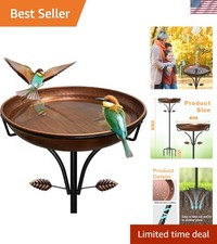 Durable Vintage Bronze Bird Bath - Free Standing with 5-Pronged Base for Gardens