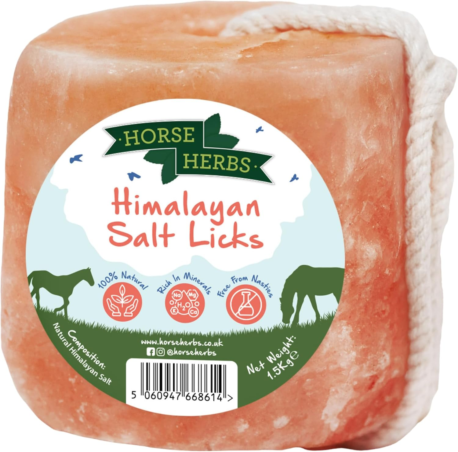 Himalayan Salt Lick 1.5Kg | 100% Natural Equine Supplement, Digestion Support fo