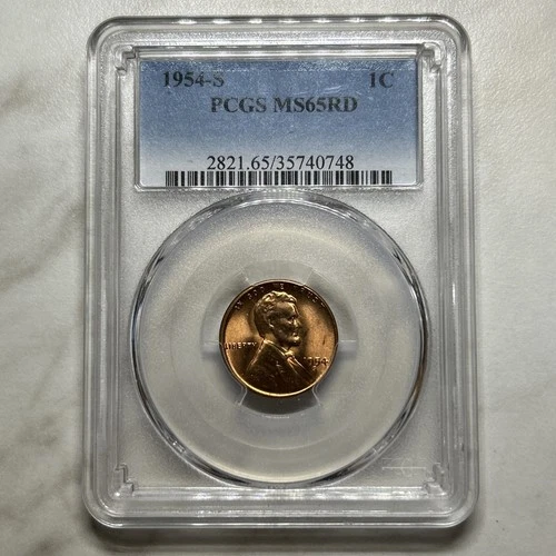 1954-S Lincoln Wheat Cent MS65 RD PCGS Blue Label