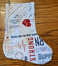 Nurses are Heroes  Mini Christmas Stocking Gift Card Holder 5 1/2" X 4 1/4"