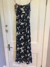 Miso Maxi Dress, navy blue with white doves, size 8