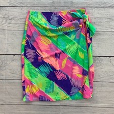 Jantzen sz L Swim Beach Skirt Cover-up Sarong Neon Vintage Funky Pattern