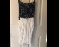Gorgeous Couture Beth Bandeau White & Black Lace Dress