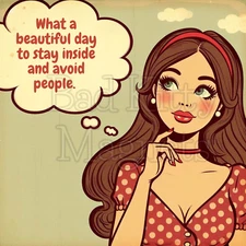 retro lady funny avoid people  High Quality Metal Magnet 4x4 inches 623