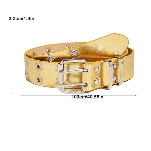 Jeans doppio occhiello passante fibbia metallo cintura decorativa moda casual ^ - Foto 4 di 13