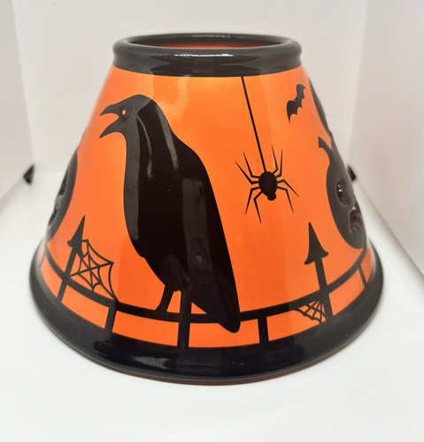 White Barn Candle Co. HALLOWEEN Orange with Black Silhouettes Candle Jar Shade - Picture 2 of 6