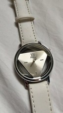 White Minimalist Watch - Modern Sleek Luxury - Leather Band - Metal Frame