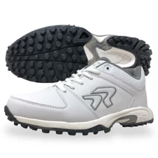 Ringor Flite Turf Womens Softball Cleat Training Shoes White Silver NEW