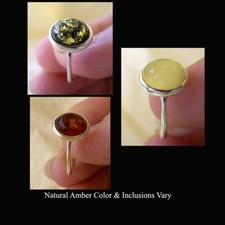 BALTIC BUTTERSCOTCH HONEY or GREEN AMBER STERLING SILVER HANDMADE RING